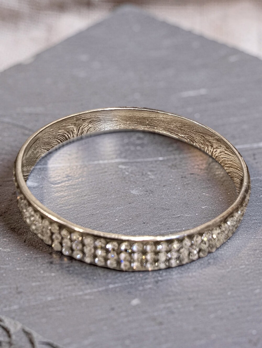 Kate Spade Silver Tone Double Row Crystal Rhinestone Bangle